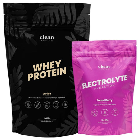 Clean Nutrition Whey Protein + Electrolyte Stack Whey Protein 1kg + Electrolytes