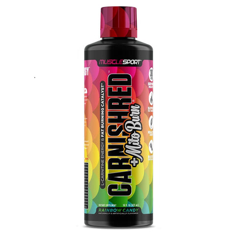 MuscleSport CarniShred + MitoBurn Liquid Non-Stim Fat Burner Rainbow Candy