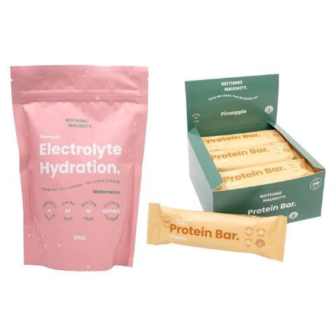 Nothing Naughty Electrolyte Hydration + Protein Bars Bundle Electrolyte Hydration + Protein Bars Bundle