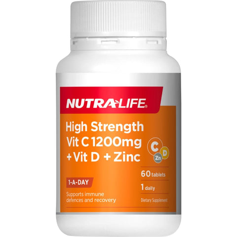 Nutra-Life High Strength Vit C 1200mg + Vit D + Zinc Tablets