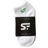 SF Active Cushion Ankle Socks - 3 Pack Small / White w/ Green Logo