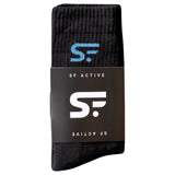 SF Active Cushion Crew Socks - 3 Pack Small / Black w/ Blue Logo