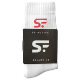 SF Active Cushion Crew Socks - 3 Pack Small / White w/ Red Logo