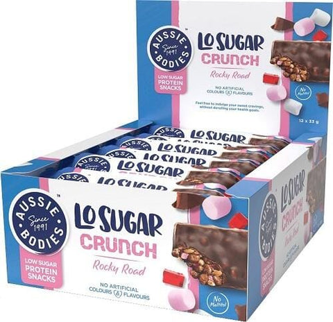 Aussie Bodies Lo Sugar Crunch Bar - Box of 12 Rocky Road