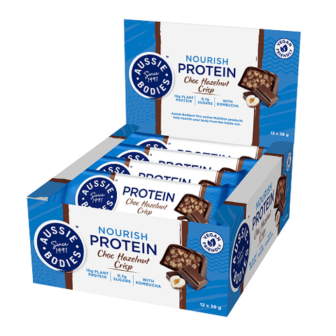 Aussie Bodies Nourish Protein Bars 12 Box Chocolate Hazelnut Crisp