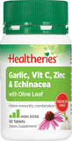 Healtheries Garlic, Vit C, Zinc & Echinacea with Olive Leaf Tablets 200 Caps