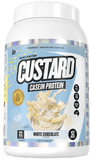 Muscle Nation Custard Casein Protein 1kg White Chocolate w/ real white choc pieces