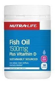 NutraLife Omega 3 Fish Oil 1500mg Plus Vitamin D 180caps